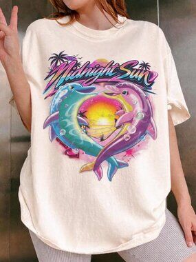 Vintage Zara Larsson Midnight Sun Dolphin Graphic T-Shirt, Retro Pop Concert 189